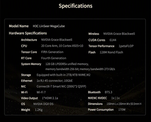 Estación de Trabajo de Escritorio con IA H3C MegaCube, Superchip GB10, 1 PetaFLOPS, 128 GB de Memoria Unificada, Inferencia LLM Local, Mini Servidor de IA - Product Image 3