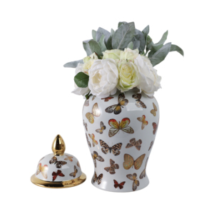 Vaso in ceramica con motivo a farfalla, vaso decorativo per soggiorno, complemento d'arredo per la casa - Product Image 2