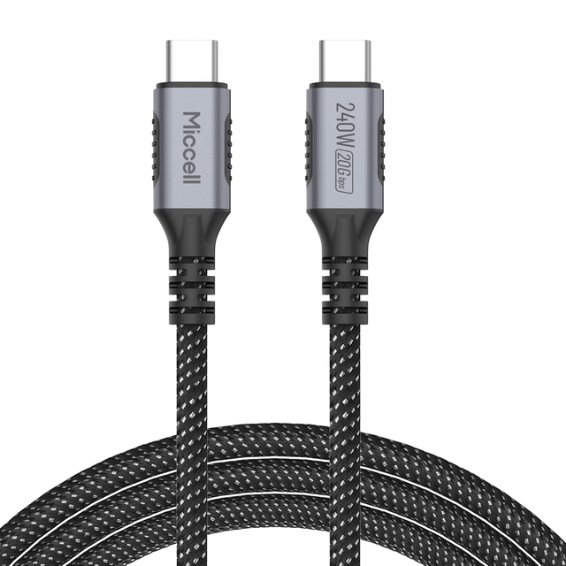 Miccell PD 240W 5A Fast Charging Type-C Cable with Aluminum Alloy & Nylon Material for Computer