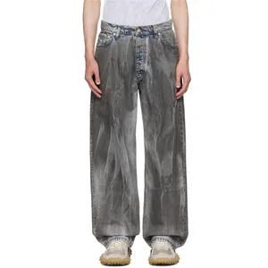 Jeans in Denim Non elasticizzato stile rilassato Jeans in Denim elasticizzato Casual grigio per uomo