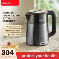 Ketel Listrik Mini Stainless Steel Asli Kapasitas 1-2L Mati Otomatis 701W; Portabel untuk Perjalanan Bisnis Kantor