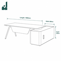 Bureau d'angle en L style crème avec finition laquée et meuble de rangement latéral pour bureau, réunion, réception, espace de travail