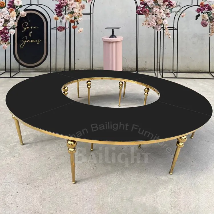 Ailight-Mesa de serpentina con tapa de vidrio de acero inoxidable, mesa de lujo para boda