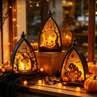 Lanterne d'Halloween à Succès : Décoration Citrouille, Maison Hantée, Crâne avec Lumière d'Ambiance et Bougie LED Électronique pour Accessoire de Fête