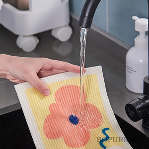 Custom Logo Swedish Dish Cloths Eco-Friendly Reusable Cotton Dish Sponge Cloth Kitchen Dining Dish Cloth Dishwashing <b>Tablets</b> - Product Image 5