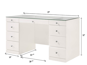 Modern Durable <b>Makeup</b> Vanity <b>Table</b> with Glass Top 9 Drawers White Wooden Bedroom Furniture for Living Room & Hotel Use - Product Image 4