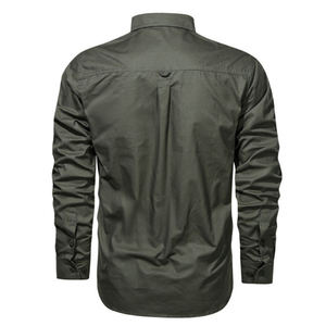 Camisa de <span class=keywords><strong>Hombre</strong></span> para Primavera, Talla Grande, Holgada, de Algodón Transpirable, de Alta Calidad, para Uso Diario Informal, de Color Sólido - Product Image 3