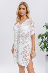 Jinru, novedad de verano, blusa con cuello en V, Serie de ganchillo, vestido de punto calado fino, suéter de <span class=keywords><strong>playa</strong></span>, Tops de ganchillo para mujer - Product Image 6