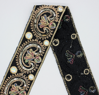 5cm Style ethnique dentelle ruban losange paillettes broderie garniture doré filaire code à barres pour vêtements chaussures écologique