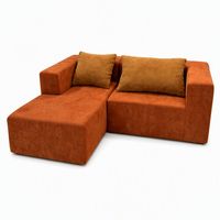 Canapé d'angle modulaire inclinable en L, style minimaliste italien, en tissu velours, avec chaise longue profonde, idéal pour appartement et hôtel