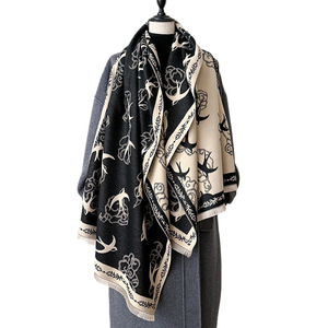 ผ้าคลุมไหล่มุสลิมแบบสองด้านสำหรับฤดูหนาว ปี 2025 ลายรูปนกบิน ดีไซน์คุณภาพสูง เนื้อผ้าคล้ายแคชเมียร์ ผ้าพันคอยาวสำหรับผู้หญิง - Product Image 5