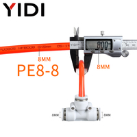 Raccord pneumatique YIDI PE PEG en T égal réducteur 3 voies en caoutchouc nitrile/métal, raccord rapide à pousser pour tuyau d'air