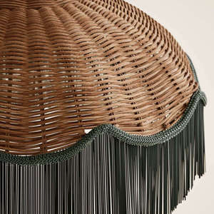 Luminaire suspendu en rotin avec franges 800x800x430mm, lustre rond pour la décoration de la maison - Product Image 5
