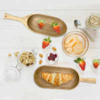 Plateau à snack, pain, sushi, fruits, nourriture, ovale, long, en bois, plateaux de service en bois, plateau en bois