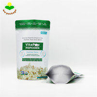 Sachet alimentaire refermable à fond plat, imprimé en héliogravure, avec logo personnalisé, pour emballage de pop-corn et de snacks