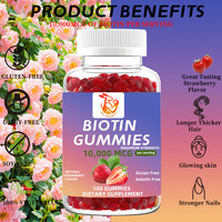 Gummies de biotine à marque privée, force maximale, saveur fraise naturelle, antioxydant, soutien à la santé digestive pour les cheveux, la peau et les ongles