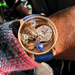 남성용 투르비옹 시계 드래곤 패턴 속이 비치는 기계식 쿼츠 무브먼트 메탈 30m 방수 고급 시계 - Product Image 3