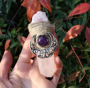 <span class=keywords><strong>Citrino</strong></span> crudo y amatista piedras curativas punto Luna forma Hexagonal prisma colgante antiguo plateado Witchy Wicca joyería - Product Image 4
