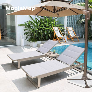 Cama de playa nórdica café patio sombrillas y bases ratán tumbona sombrillas al aire libre chaise lounge <span class=keywords><strong>tumbonas</strong></span> muebles de <span class=keywords><strong>piscina</strong></span> - Product Image 4