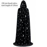 Cape à Capuche en Velours Doré avec Motif Étoiles et Lunes pour Déguisement de Sorcier Vampire d'Halloween – Costume de Jeu de Rôle