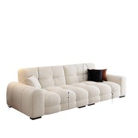 Juego de sofá de hojaldre de caramelo crema minimalista moderno nuevo asiento ancho de fila recta profunda con material de tela de varios tamaños para sala de estar