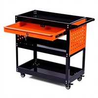 Chariot à outils à trois niveaux avec tiroirs verrouillables – Chariot utilitaire pour réparation automobile spécifique au fabricant ; Chariot mobile multifonctionnel à pousser et tirer