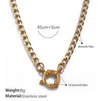 Collection de Colliers Tendance en Acier Inoxydable Étanche avec Fermoir Marin Doré 18K PVD, Pendentifs DIY en Gros en Stock