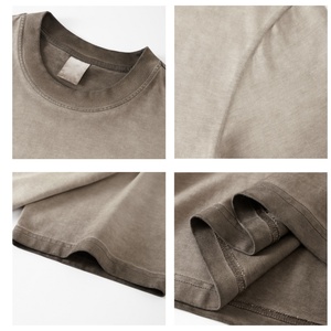 TKAN709D T-shirts vintage pour hommes personnalisés 100% coton, unis, surdimensionnés, décontractés, lavage à l'acide, délavés, lourds, tendance - Product Image 2