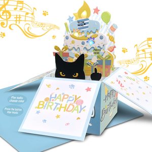 <span class=keywords><strong>Tarjetas</strong></span> <span class=keywords><strong>de</strong></span> Cumpleaños 3D Pop-up Divertidas, Tarjeta <span class=keywords><strong>de</strong></span> Cumpleaños 3D para Mujer, <span class=keywords><strong>Tarjetas</strong></span> <span class=keywords><strong>de</strong></span> Felicitación para Todos los Amantes <span class=keywords><strong>de</strong></span> los Gatos, Presiona el Botón <span class=keywords><strong>de</strong></span> Encendido para Reproducir - Product Image 1