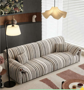 Divano Modulare Angolare a Tre Posti in Tessuto di Cotone e Lino a Righe Stile <span class=keywords><strong>Vintage</strong></span>, con Rivestimento Rimovibile, Eco-Friendly, per Soggiorno, Appartamento, Casa - Product Image 3