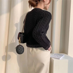 Trend Fashion Women Crop Top Sweaters Autumn Winter Long Sleeve Slim <strong>Knitted</strong> Button <strong>Open</strong> Front Cardigan Ladies Knit Coats - Product Image 6