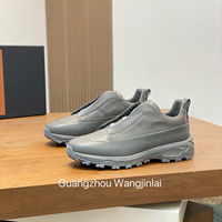 Chaussures de marche pour hommes en cuir véritable, dessus en cuir grainé souple, fermeture à bande élastique, semelle en caoutchouc antidérapante, confortables pour toutes les saisons