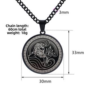 Collar con colgante de acero de titanio de moda Retro para hombre, diseño de Poseidón griego antiguo para suéteres - Product Image 2