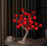 Lampe LED en forme de rose artificielle en forme de bouleau, en plastique, durée de vie de 50 000 heures, pour les fêtes, Noël, salon, décoration