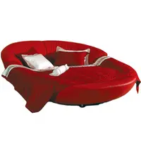 European Style Top Grade Round Sectional Queen Size Leather Bed