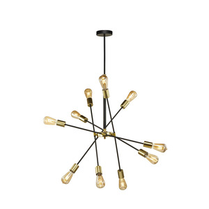 Lámpara Colgante de Cocina Lineal Sputnik de Latón de 10 Luces Estilo Industrial Vintage Waycross, Luz Blanca Cálida, Tamaño Mediano para Uso Doméstico - Product Image 1