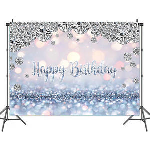 クリスタルダイヤモンドハイヒールクイーンズデイパーティーデコレーションバナー誕生日ウエディング背景生地 - Product Image 2