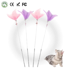 Giocattolo Interattivo per Gatti con Bacchetta e Piuma Certificato CE Divertente Bacchetta Giocattolo con Suoni per Gatti - Product Image 1