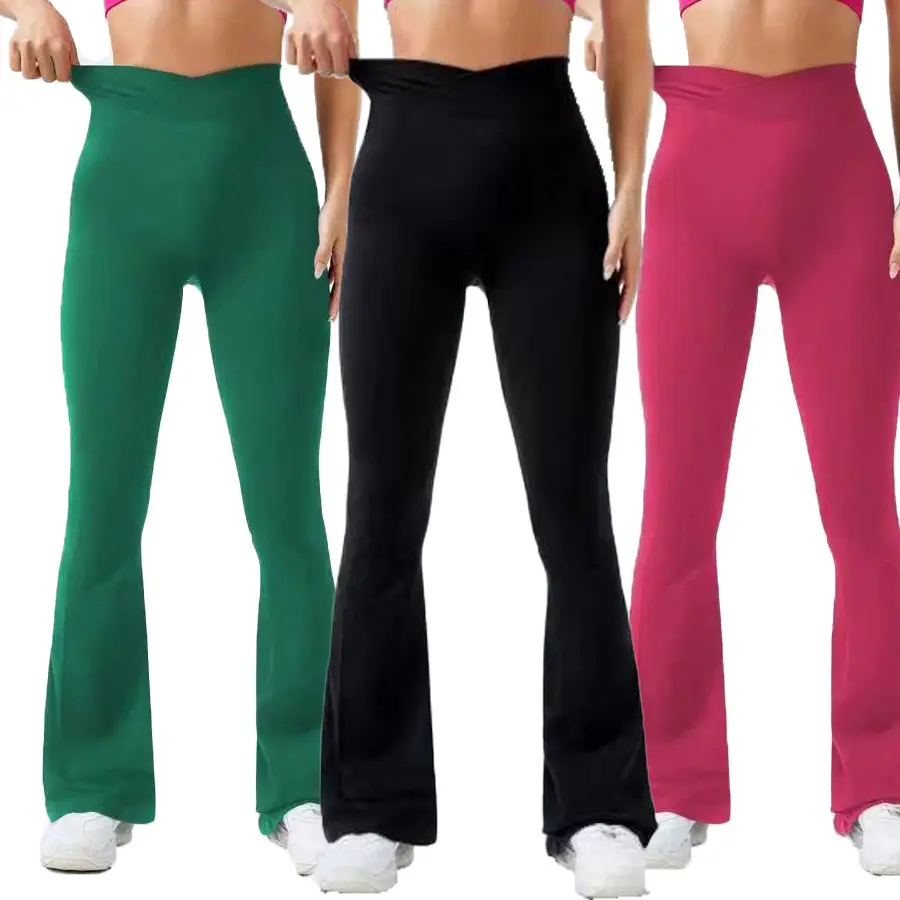 Alevlendi pantolon spor v-şekil bel egzersiz Yoga atletik koşu kadınlar tayt Fitness pantolonları Yoga koşu temel çan alt