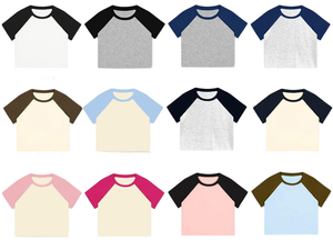 T-<span class=keywords><strong>shirt</strong></span> décontracté d'été pour <span class=keywords><strong>femme</strong></span> RUICHI en coton et élasthanne 220 GSM, <span class=keywords><strong>col</strong></span> <span class=keywords><strong>rond</strong></span>, manches raglan, coupe courte, vierge - Product Image 1