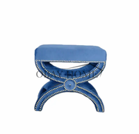 Tabouret de tapisserie d'ameublement de jambe croisée moderne repose-pieds en bois pouf doux tabouret de pouf