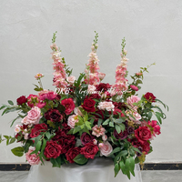 DKB Vente en Gros Promotionnelle Décoration Florale Réaliste pour Allée de Mariage, Fleurs Artificielles Bordeaux et Roses pour Allée de Mariage