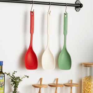 <span class=keywords><strong>Spatule</strong></span>-cuillère multifonctionnelle en silicone pour usage domestique, compatible avec les poêles antiadhésives, résistante aux hautes températures, antidérapante, sans danger pour les aliments, lavable à la main - Product Image 5