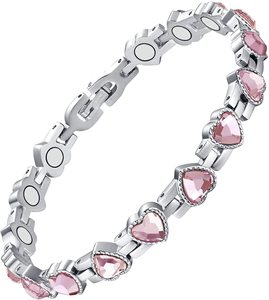 Bracciale da Donna con Cristalli a Forma di Cuore, Placcato Oro e Argento, Bracciale con Strass Colorati a Cuore, Gioielli alla Moda - Product Image 3
