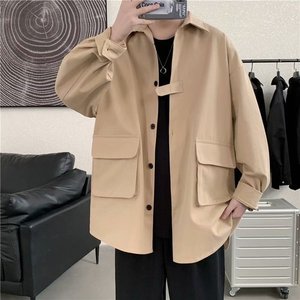 Camicie giapponesi di vendita calda <span class=keywords><strong>camicia</strong></span> da uomo allentata per tutte le partite bella tinta unita semplice Design di moda di base per uomo - Product Image 2