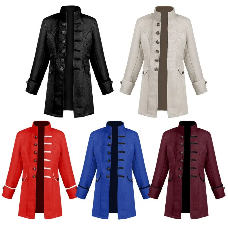 Crianças Meninos Steampunk Vintage Jaqueta Halloween Carnaval Traje Retro Gótico Victorian Frock Jacquard Coat Uniform