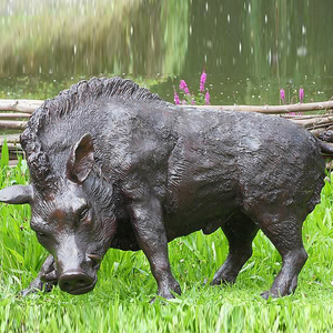 Fábrica precio barato famosa de latón fundido jabalí escultura para venta - Product Image 1