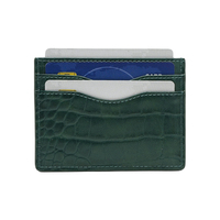 Porte-cartes fin en cuir PU motif crocodile, portefeuille minimaliste avec blocage RFID pour poche avant, personnalisable pour homme