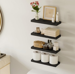 Kệ gỗ treo tường kiểu rustic, dùng cho phòng tắm, phòng khách, phòng ngủ và nhà bếp, trang trí nhà cửa - Product Image 2