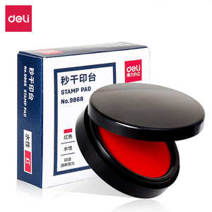 Deli Stamp Pad 9868 Round Red Water-based Ink Office Use - Product Image 1
